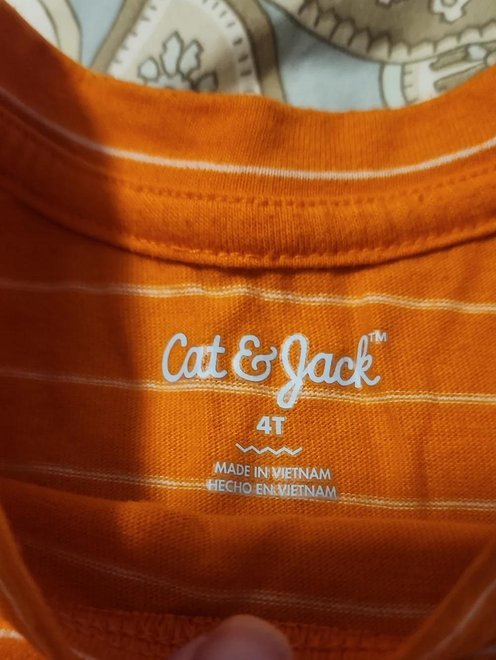 Sz 4T Cat & Jack Girls' Orange Stripe Long-Sleeve Cat Tulle Dress